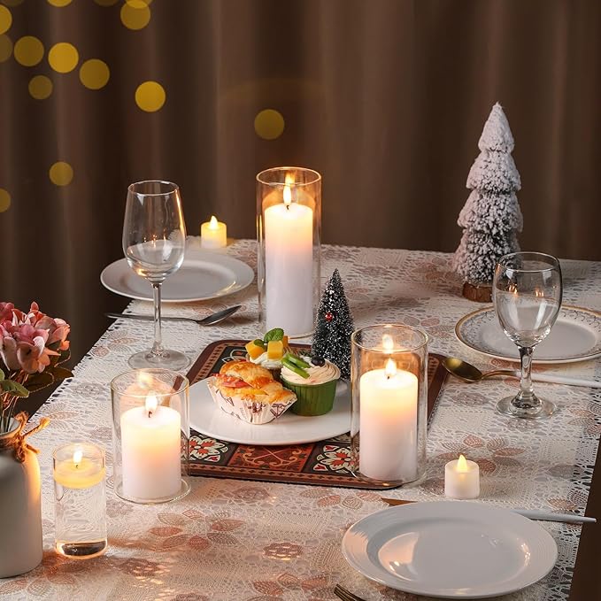 UDU 24 Pcs White Pillar Candles and Glass Cylinder Vases, Hurricane Pillar - Image 4