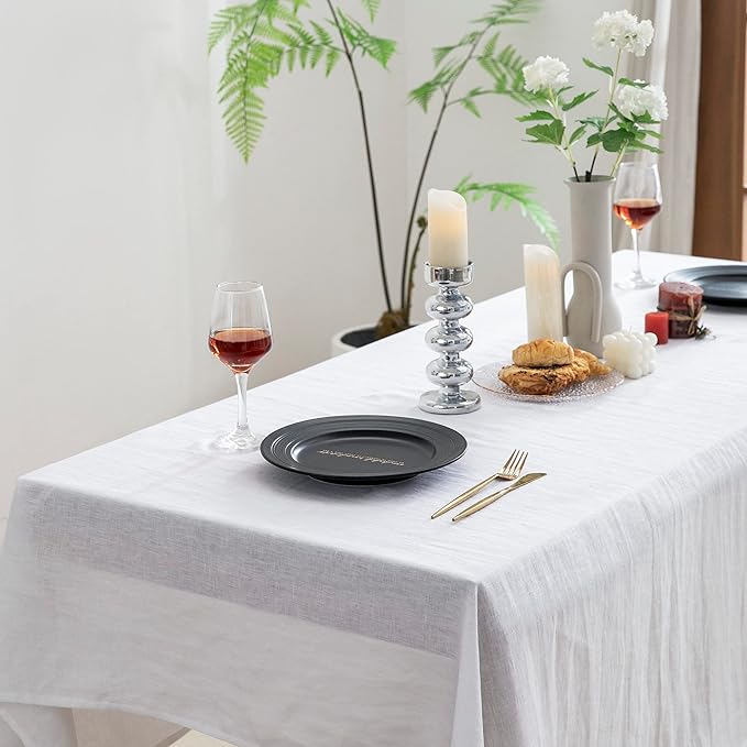 EVERLY 100% Pure Linen Rectangle Tablecloths 60x144Inches - Image 3