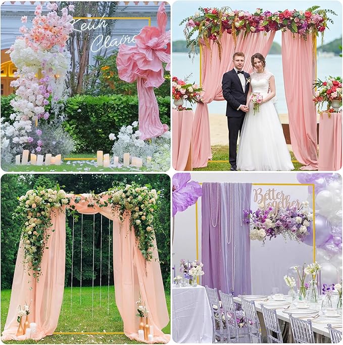 Asee'm 6.6FTx5.2FT Gold Wedding Arch Backdrop Stand Square Metal Rectangular - Image 6