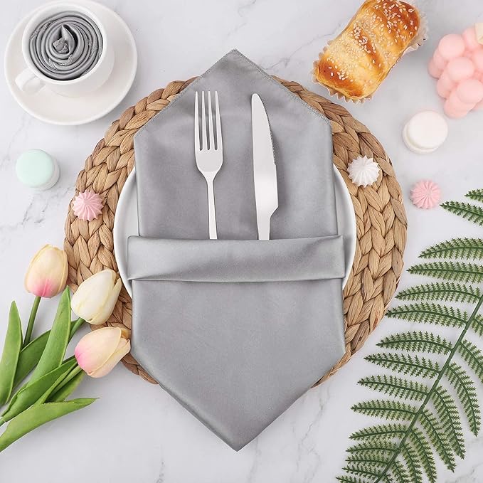 Aneco 24 Pieces Satin Napkin Square 20 x 20 Inches Dinner Napkins Weddings - Image 5