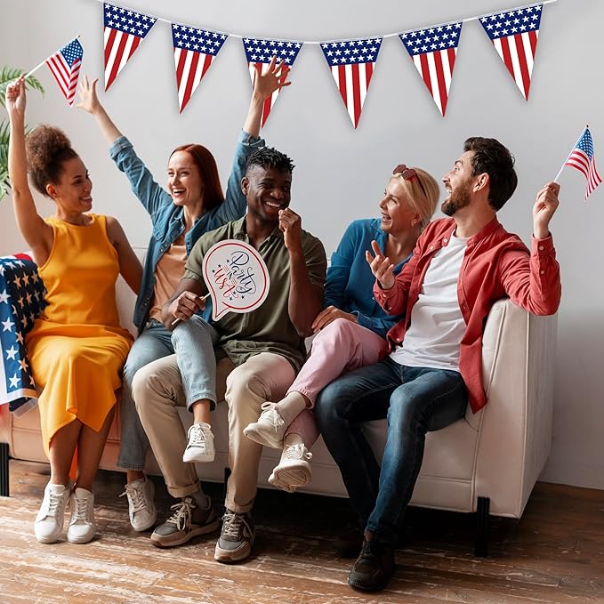 USA Flag Pennant Banner | 100’ FT. Long American String Flags | 18” Inch Tall - Image 3