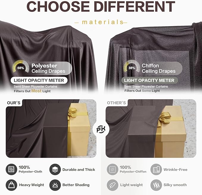 PartyVillage 20ft×15ft Brown Backdrop Curtain - Image 4