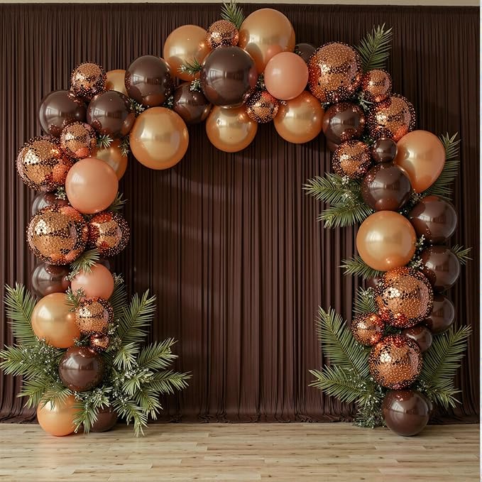 10 ft x 10 ft Wrinkle Free Brown Backdrop Curtain - Image 3