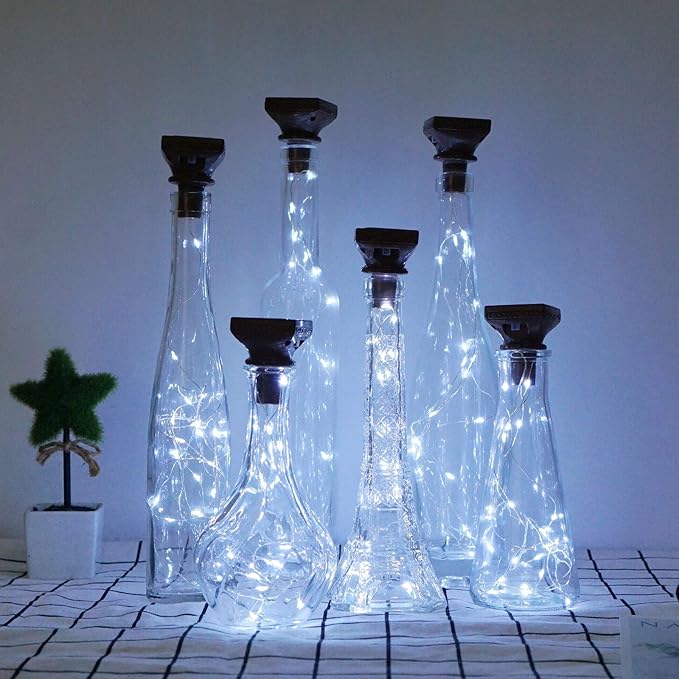 Decorman 10 Pack Solar Wine Bottle Lights 20 LEDs Waterproof Fairy Cork String by Decorman