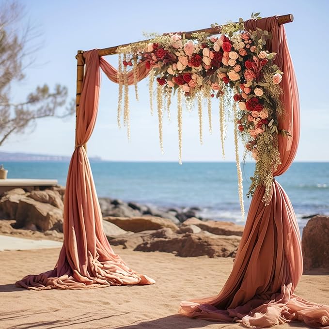 Wedding Arch Draping Fabric, 2 Panels 28" x 19Ft Terracotta Wedding Arch Drapes - Image 7