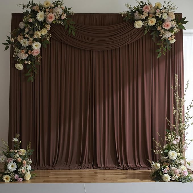 10 ft x 10 ft Wrinkle Free Brown Backdrop Curtain by Outpain