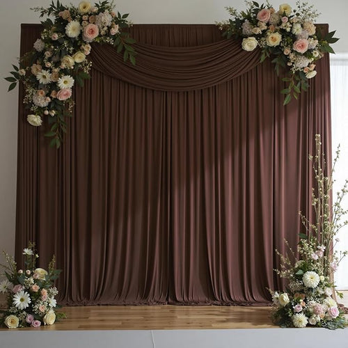 10 ft x 10 ft Wrinkle Free Brown Backdrop Curtain by Outpain