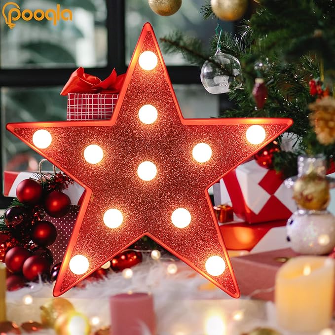 Pooqla Star Marquee Lights, Glitter LED Marquee, Christmas Decoration - Image 3