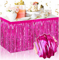 3 Pack Fuchsia Foil Fringe Table Skirts Metallic Tinsel Streamers Garland by LANTIANCHEN