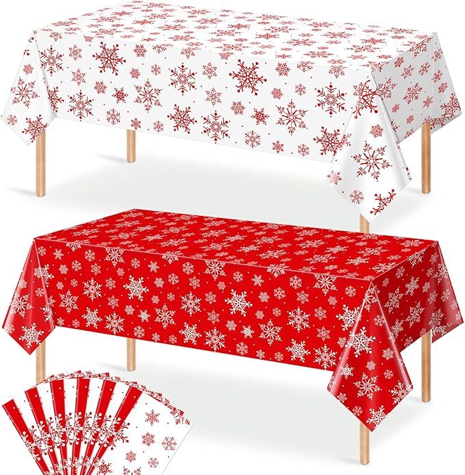 12 Pieces Christmas Snowflake Plastic Party Tablecloth Decorations, 54x108 inch by JectivsPartyDecorations