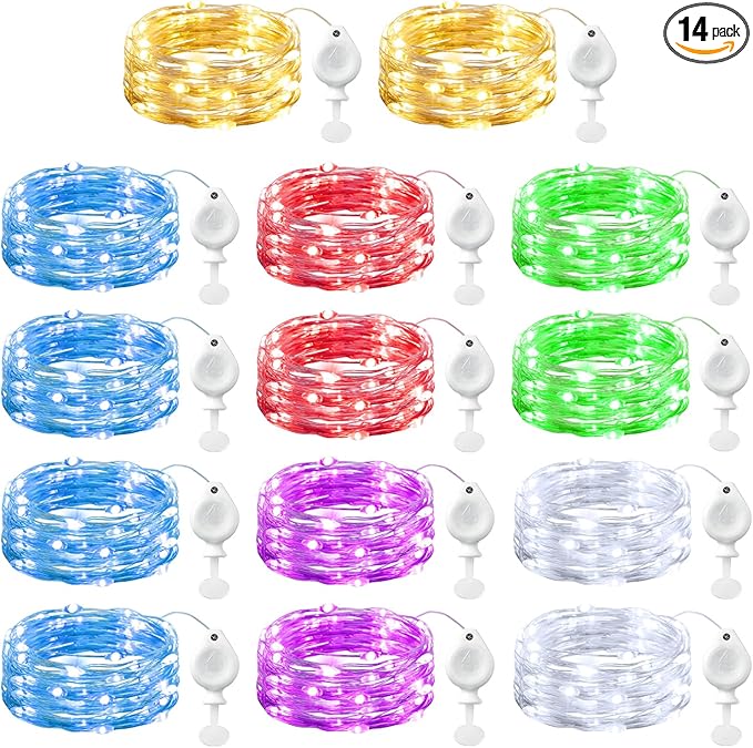 Brightown 14 Pack 6 Color LED Fairy Lights Battery Operated String Lights by Brightown