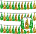 3P Sage-Green Gold Metallic Fringe Tassel Banner Garland Foil Tinsel Streamer by Xuuf