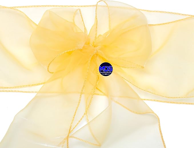 MDS Pack of 50 PCS Organza Chair Sashes Wider Dining Chair Bows Ribbon Tie Back - Image 4
