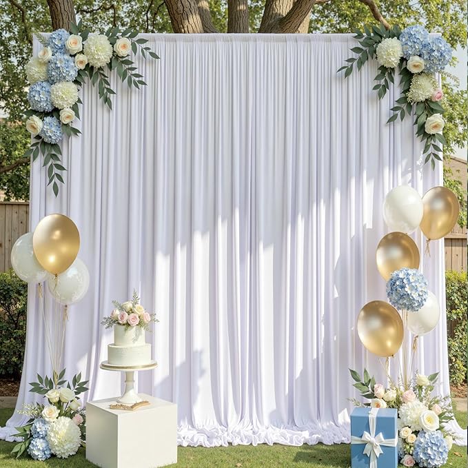 30ftx10ft Wrinkle Free White Backdrop Curtains - Image 3