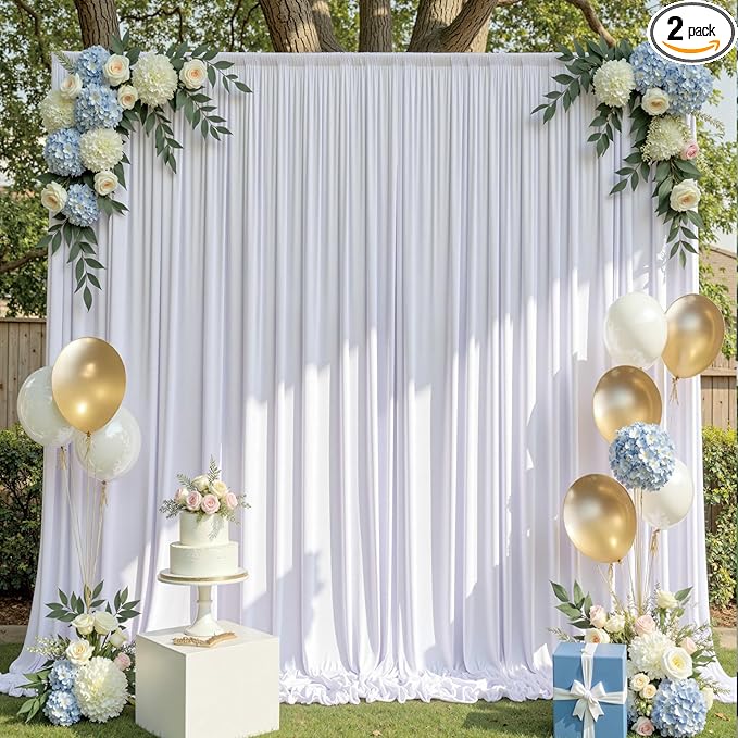 10x10ft Wrinkle Free White Backdrop Curtains by CO-AVE