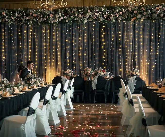 20ft x 10ft Black Tulle Photo Backdrop Curtain - Image 6