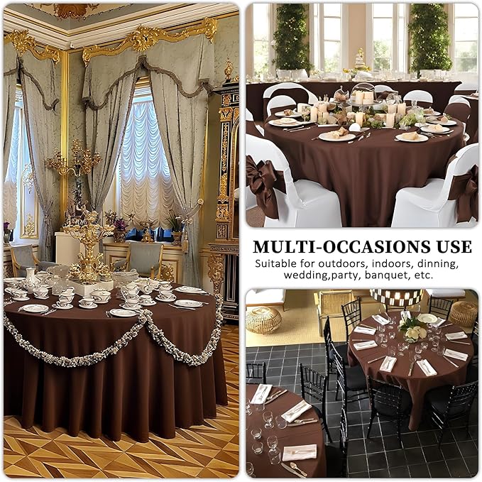 8 Pack Brown Round Tablecloth 90 Inch Stain and Wrinkle Resistant Round Brown - Image 6