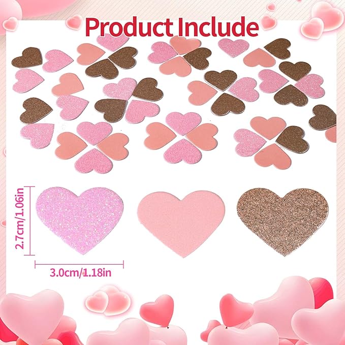200 Pcs Pink Heart Paper Confetti - Image 2