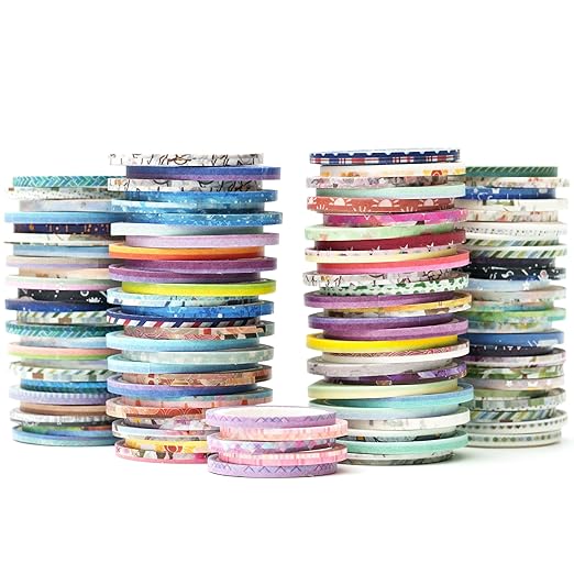 YUBX Exrta Slim Washi Tape Set Random Patterns 80 Rolls+ Bundle Printed Super by EveryCreatorhashisYUBX