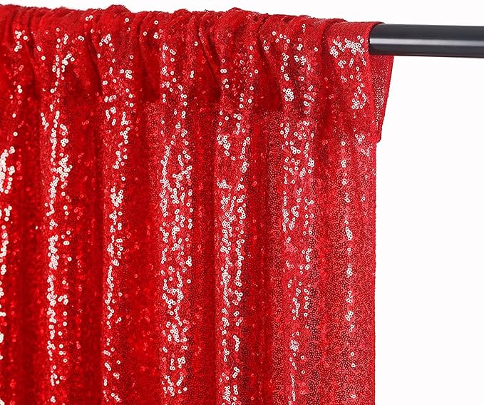 JYFLZQ Red Sequin Backdrop Curtains 10ft x 10ft 1 Panel Glitter Photo Booth - Image 4