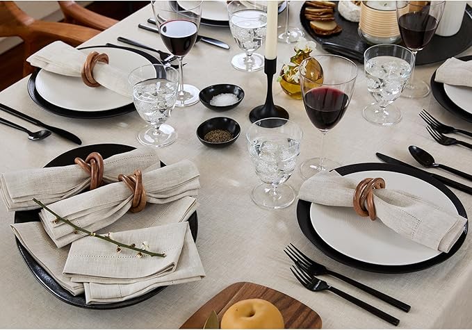 Solino Home Light Natural Linen Tablecloth 52 x 52 Inch - Image 6
