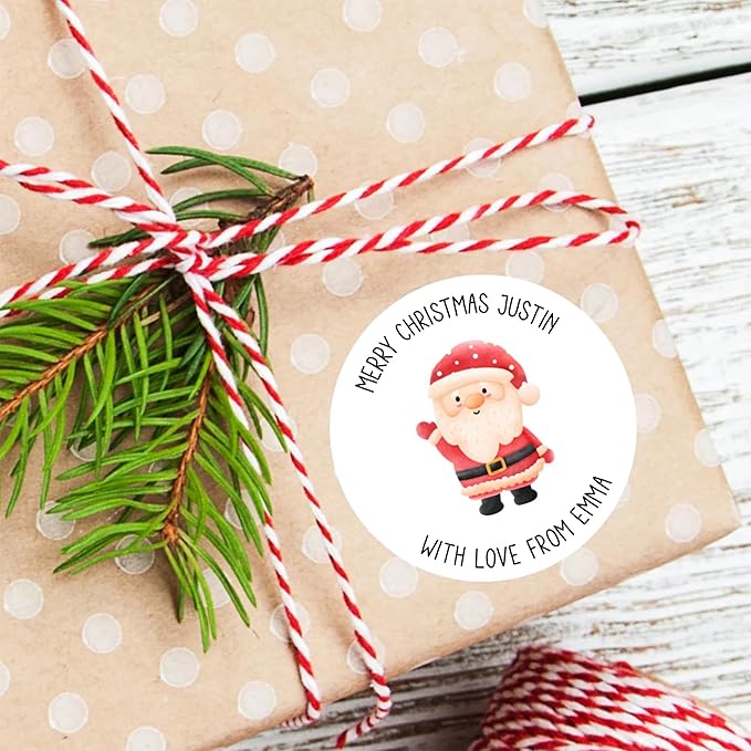 callie moment Personalized Christmas Stickers, Custom Name Waterproof Christmas by calliemoment
