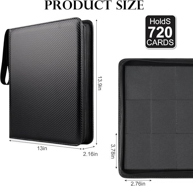 GEAoffice Trading Card Binder 12 Pocket Hold 720 Cards, Premium PU Cover Zipper - Image 4