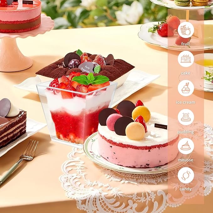 50 Pack 5 oz Clear Plastic Square Dessert Cups - Image 5