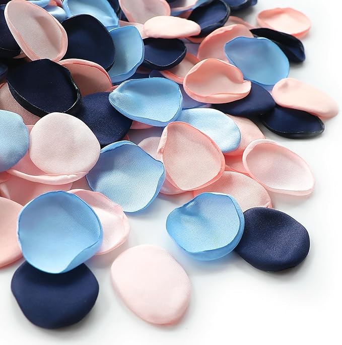 Floroom 300pcs Rose Petals Navy Blue Blush Faux Silk Flower Petals by Floroom