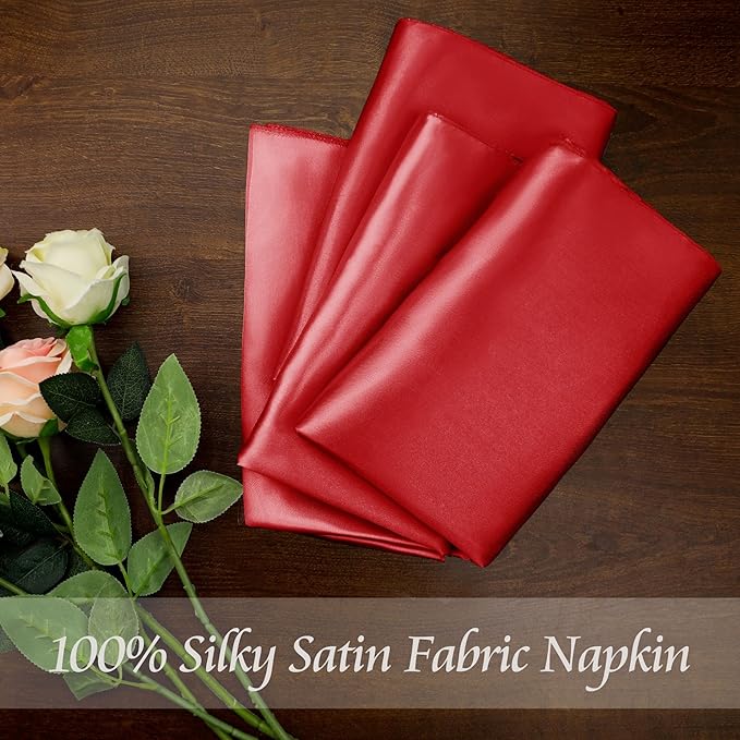 Manyshofu 50 Pieces Red Satin Napkins - Image 4
