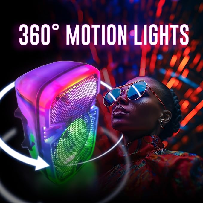 Crystal Clear Sound, Bright Party Lights, Portable & Easy to Use | 8" - Image 7