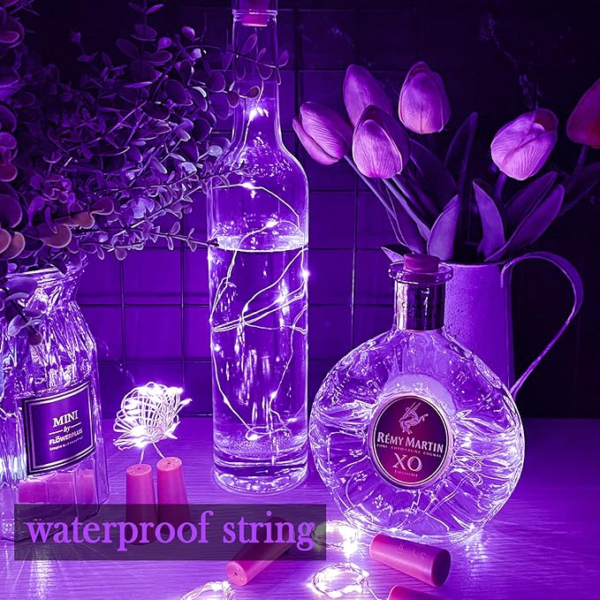 Wine Bottle Lights with Cork 15Pack 10 LED 40 Inches Battery Operated Silver - Image 5