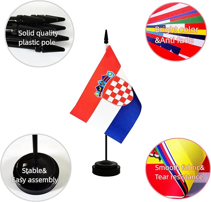 2 Pack Croatia Desk Flag, Croatian Table Office Flag - Image 3