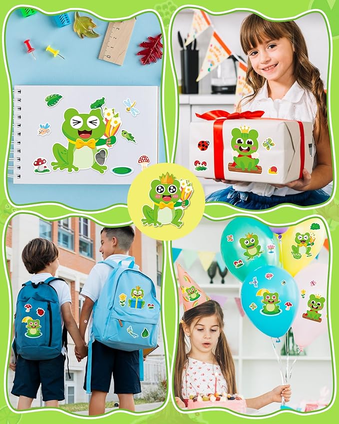 Aowplc 32 Sheets Frog Make-a-Face Stickers - Image 6