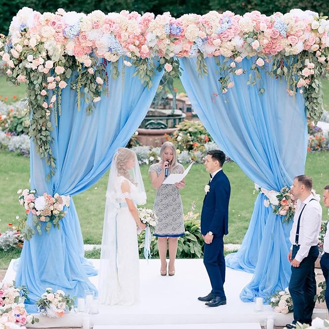 Wokceer Dusty Blue Wedding Arch Draping Fabric Backdrop 4 Panels 28.7" X 20FT - Image 3