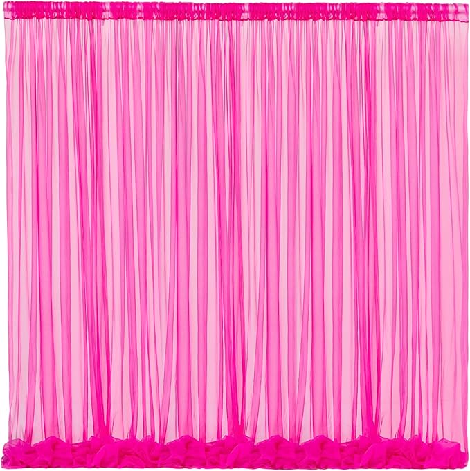 10x10 Hot Pink Tulle Backdrop Curtains by WishCare