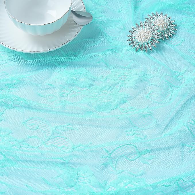LuoluoHouse Lace Tablecloth Rustic Table Fabric Blue 60x120 Inch - Image 6