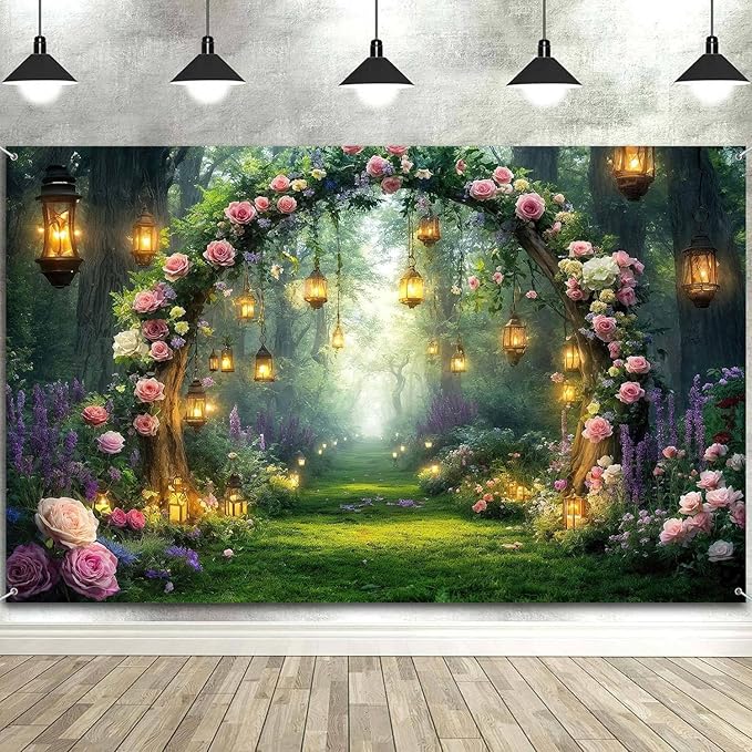 10x10ft Purple Flower Wedding Photography Backdrop Lavender Floral Wedding - Image 6