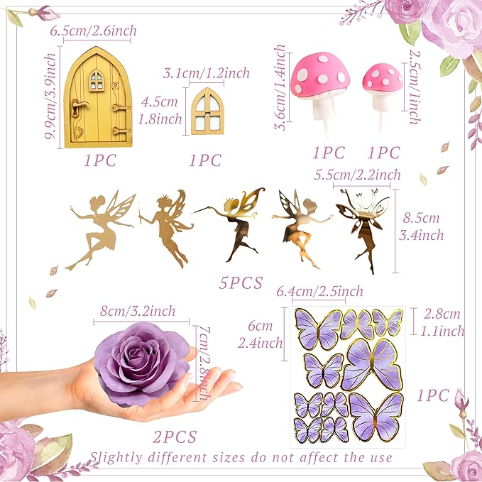 JeVenis Purple Fairy Cake Decoration Mushroom Cake Decoration Fairy Cake - Image 2