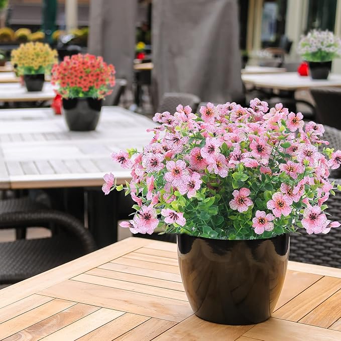 12 Bundles Artificial Flowers Outdoor UV Resistant Fake Plastic Plants Indoor - Image 7