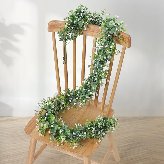 SOMYTING Artificial Eucalyptus Garland 2 Packs 6Ft Faux Eucalyptus Garlands - Image 7