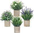 4 Pack Small Fake Plants, Artificial Eucalyptus Leaves by Unknown
