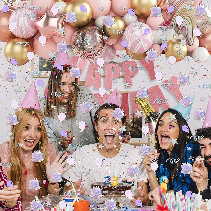 VHUWE Happy Birthday Confetti, 1.6 oz Laser Silver Cake Balloon Star Goblet - Image 8