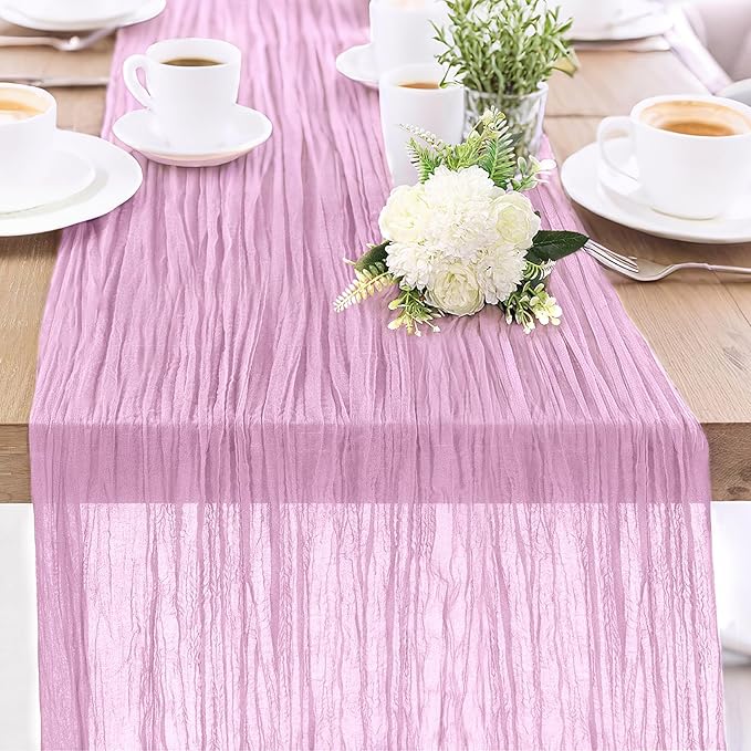 1-Pack Pink Cheesecloth Table Runners – 10FT Boho Rustic Gauze Fabric Cheese by Unknown