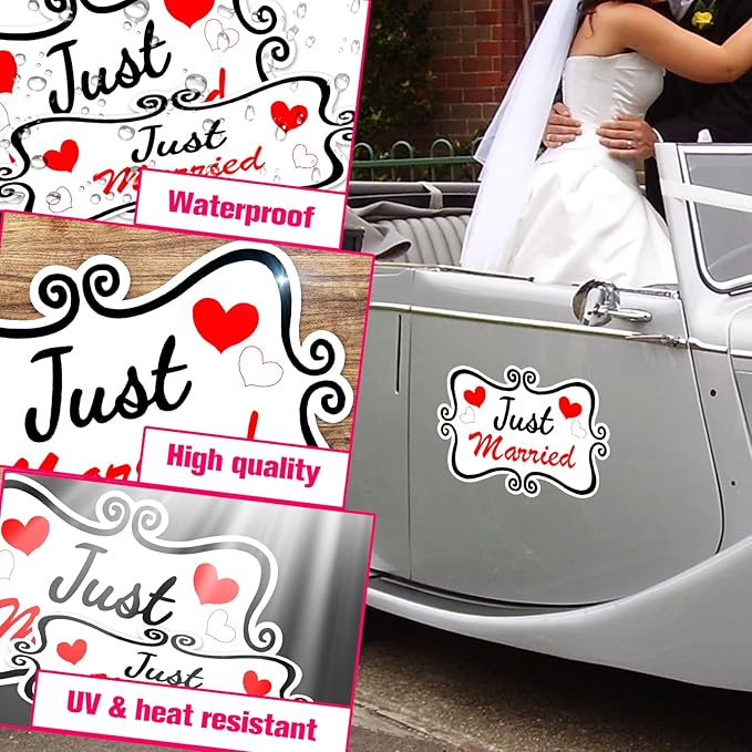 Just Married Car Magnet Set, Marry Me Magnetic Sign - Image 4
