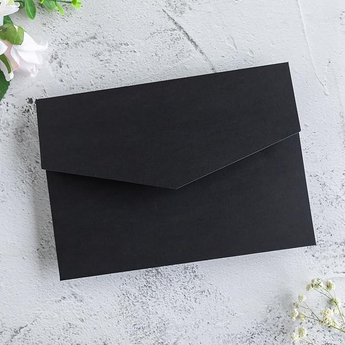 20 PCS Black Tri-fold Laser Cut Wedding Invitation Pockets - Image 8