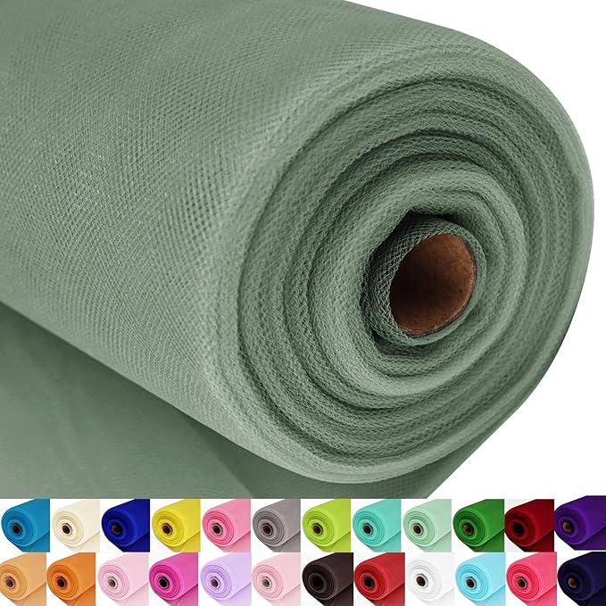 Sage Green Tulle Fabric Roll Spool Bolt Large Tulle Wedding Party Decoration by AblemeDeco