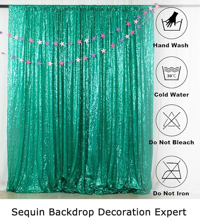 ShinyBeauty Premium Sequin Photography Backdrop 4x7 FT -Green Glitter Fabric - Image 6