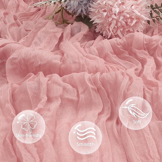 6 Pack Dusty Pink Cheesecloth Table Runner 10ft Boho Gauze Fabric Cheese Cloth - Image 5