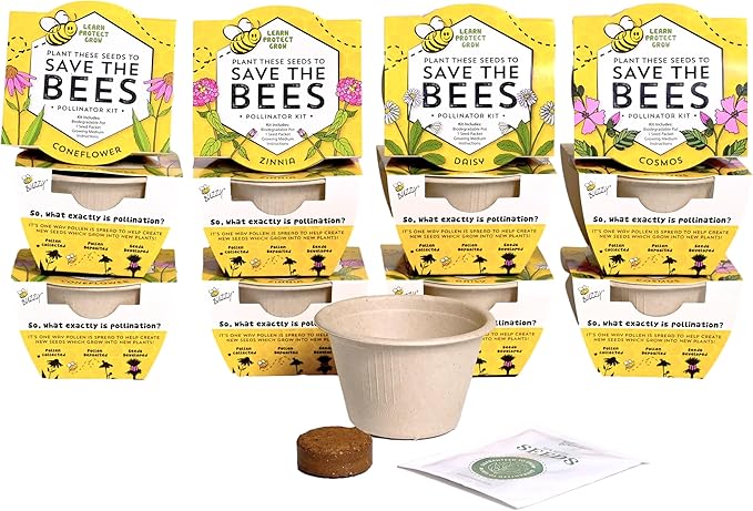 Buzzy Seeds Save The Bees Biodegradable Grow Kit | Herb, Flower Starter Kit - Image 2